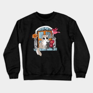 Cat and Bird Crewneck Sweatshirt